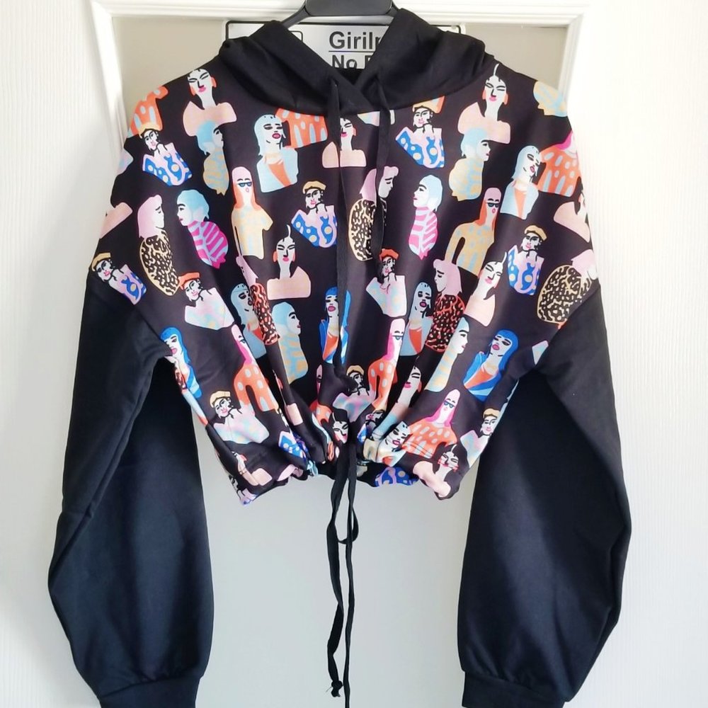 1000 People Cropped Top Hoodie - Picture 2 of 4